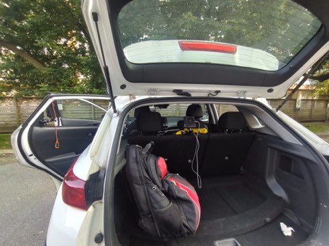 Radar module mounted on the race car.