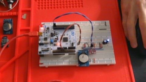 STM32 Nucleo development board used to test the CLI library.