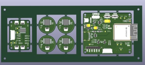 Multi-module wearable device PCB, assembled.